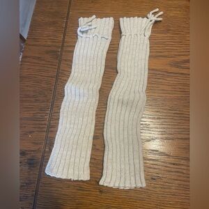Cream Ribbed Knit leg Warmers